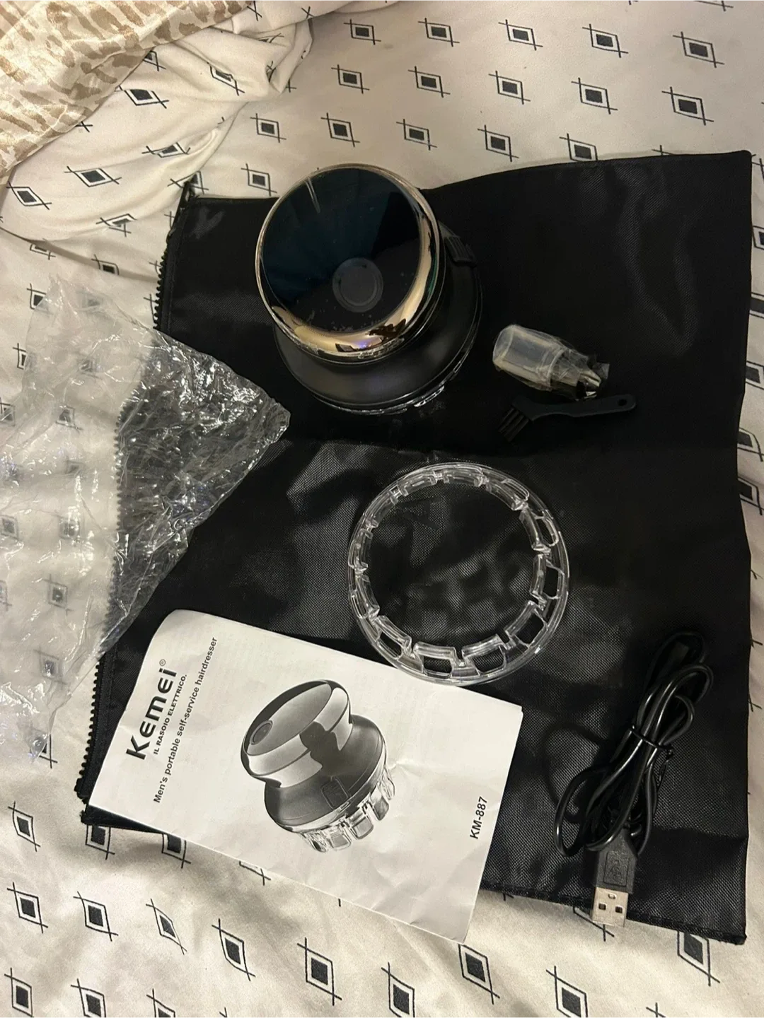 🥕Kemei KM-887 Men's Portable Self-Service Hairdresser