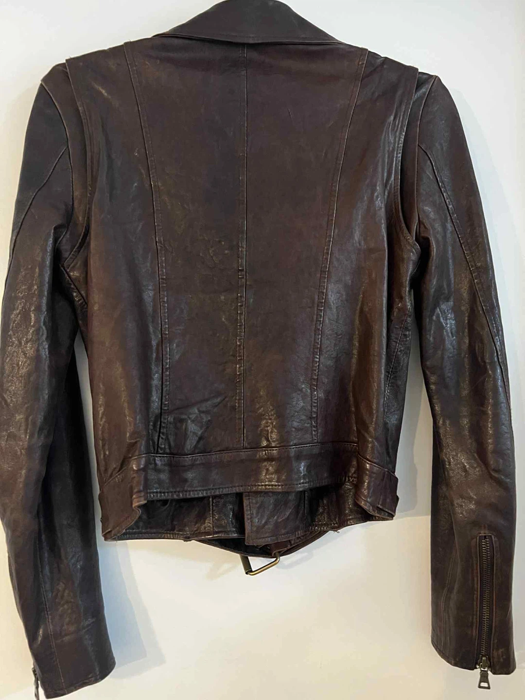 Vintage Italian sheep skin leather rider jacket Size-S - photo 3