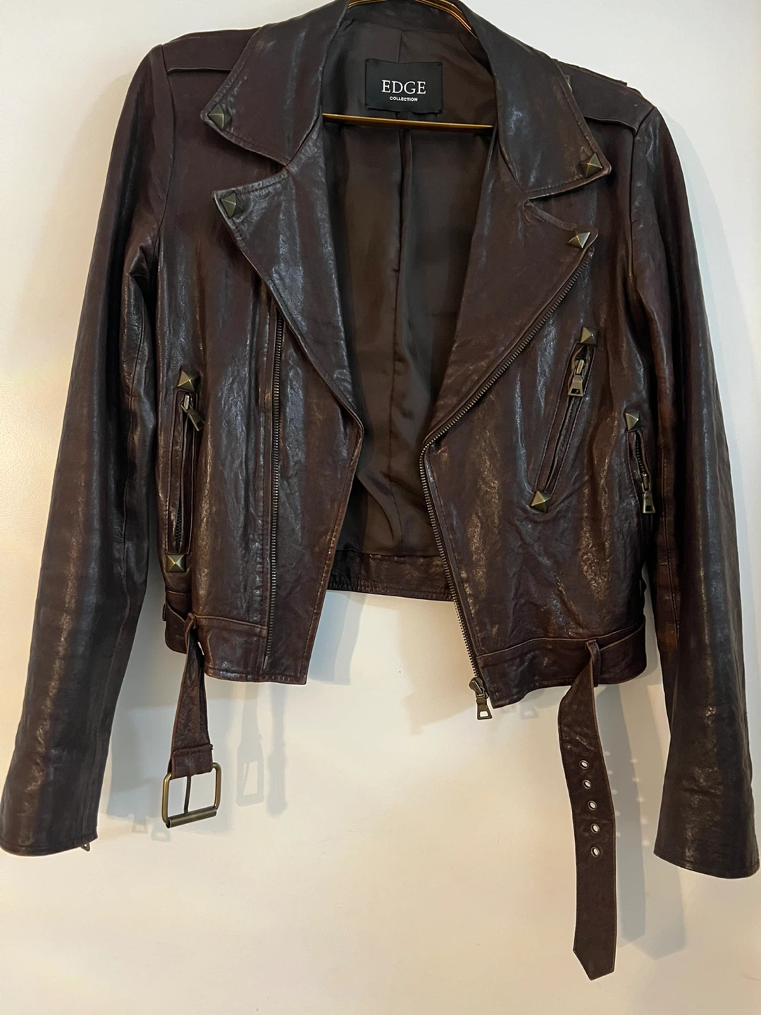 Vintage Italian sheep skin leather rider jacket Size-S