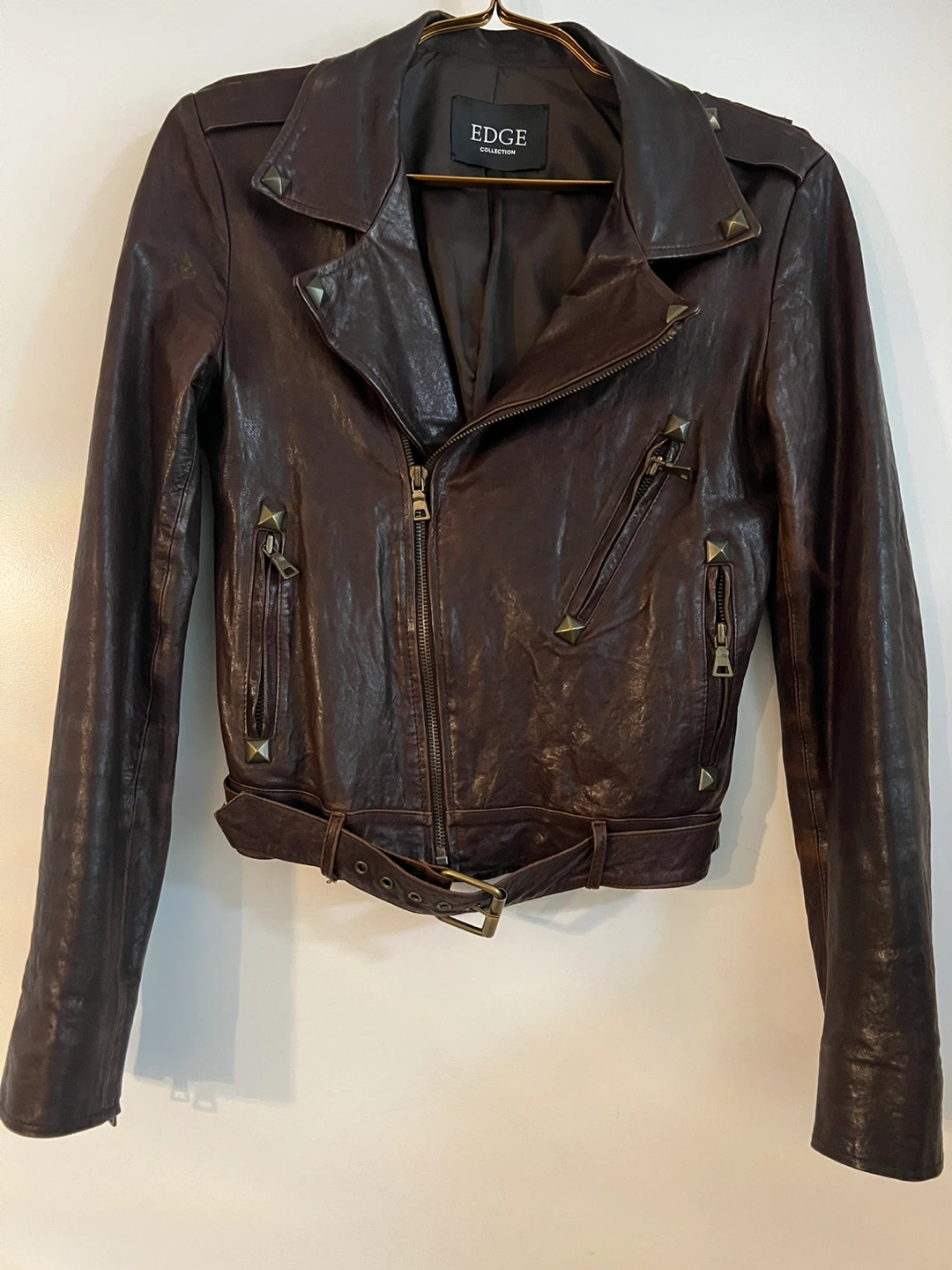 Vintage Italian sheep skin leather rider jacket Size-S - photo 2