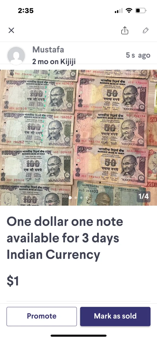 India 🇮🇳 One dollar one note available only 3 days image indicator(10)