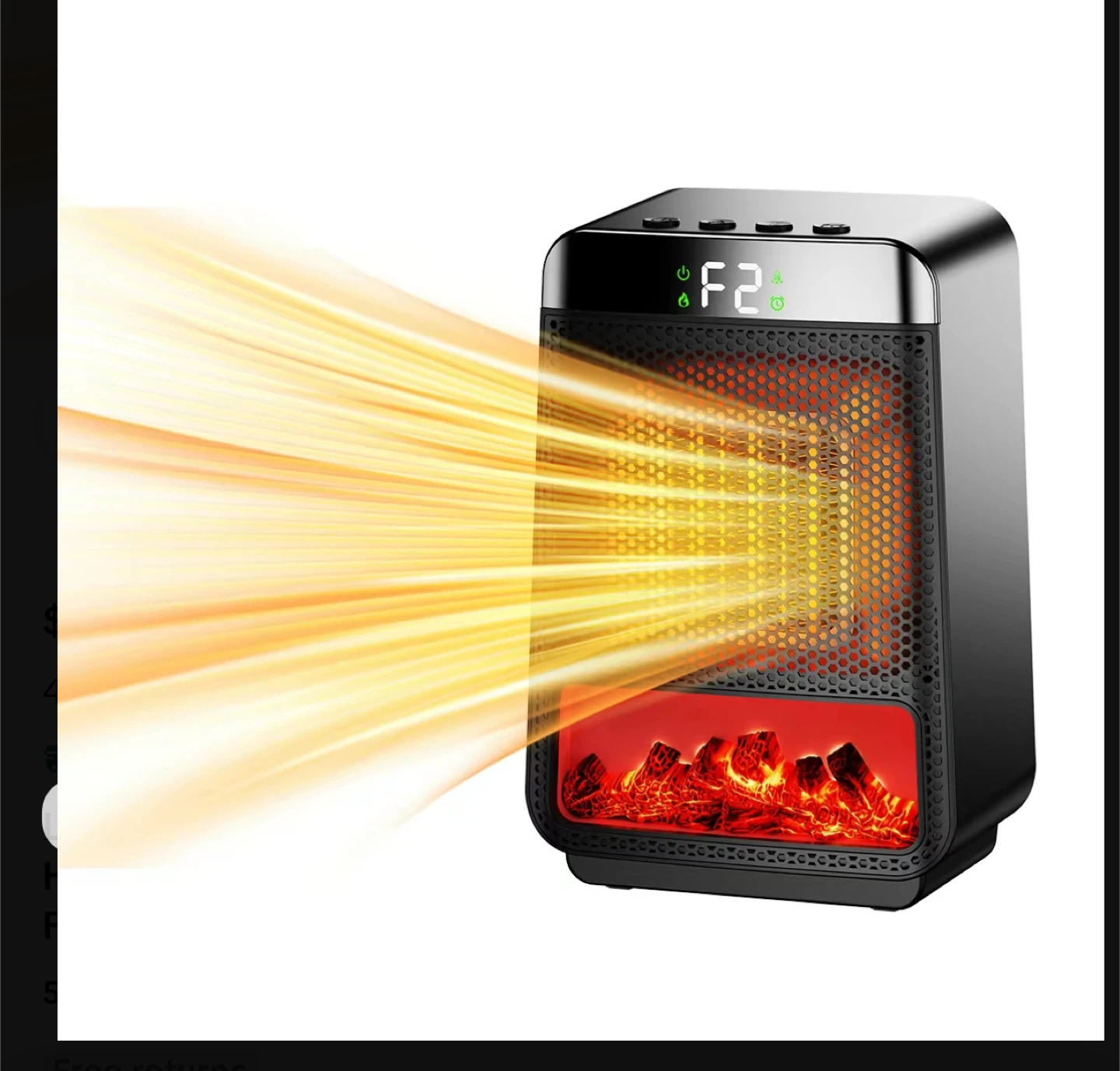 HYRORA 3D Flame Electric Heater, Portable Desktop Warmer - photo 3