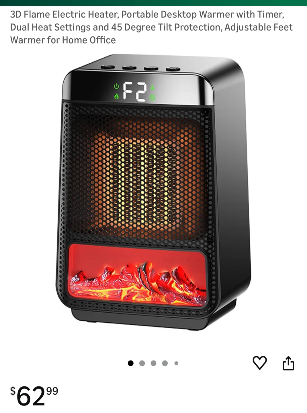 HYRORA 3D Flame Electric Heater, Portable Desktop Warmer