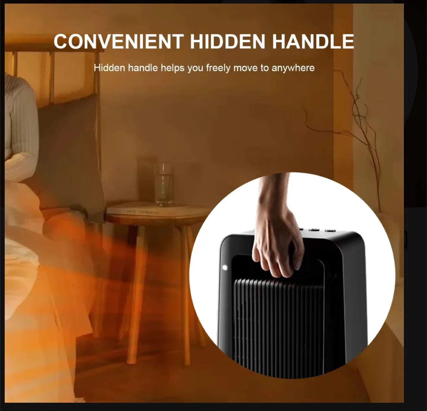 HYRORA 3D Flame Electric Heater, Portable Desktop Warmer image indicator(6)