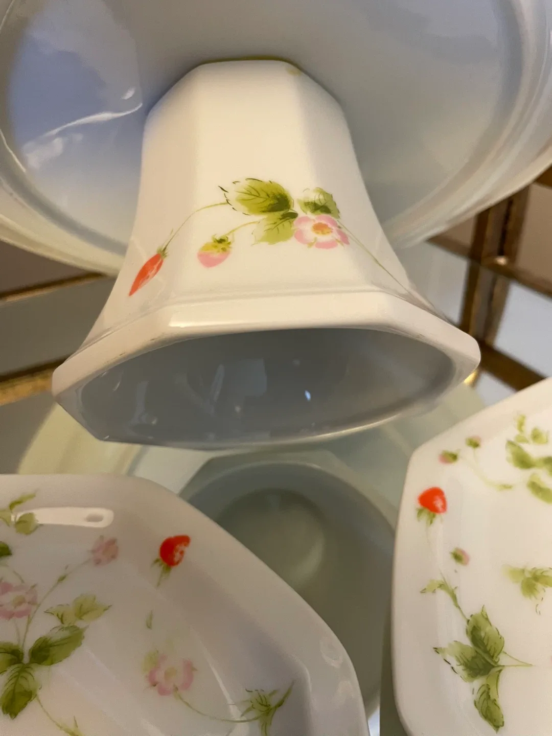 Vintage Strawberry Dessert Plates & Cake Stand image indicator(4)