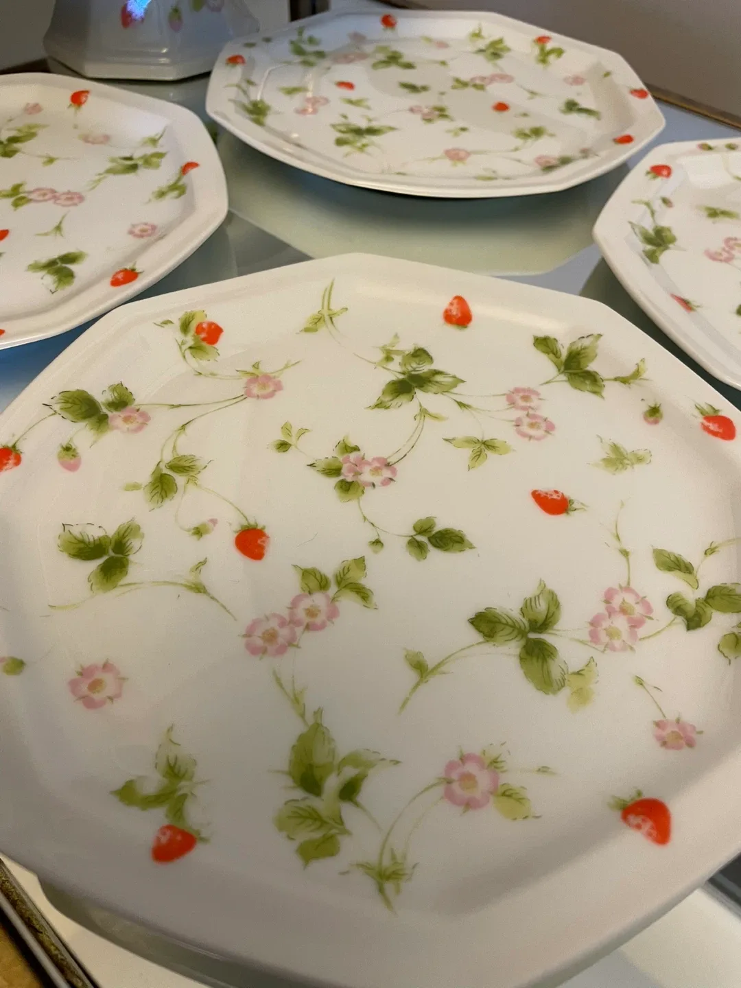 Vintage Strawberry Dessert Plates & Cake Stand image indicator(5)