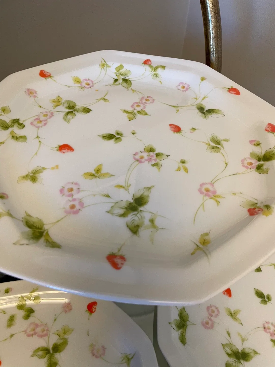 Vintage Strawberry Dessert Plates & Cake Stand image indicator(3)