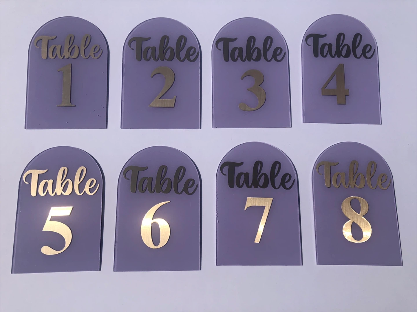 🥕Wedding handcrafted Lavender Acrylic Table Numbers 1-8