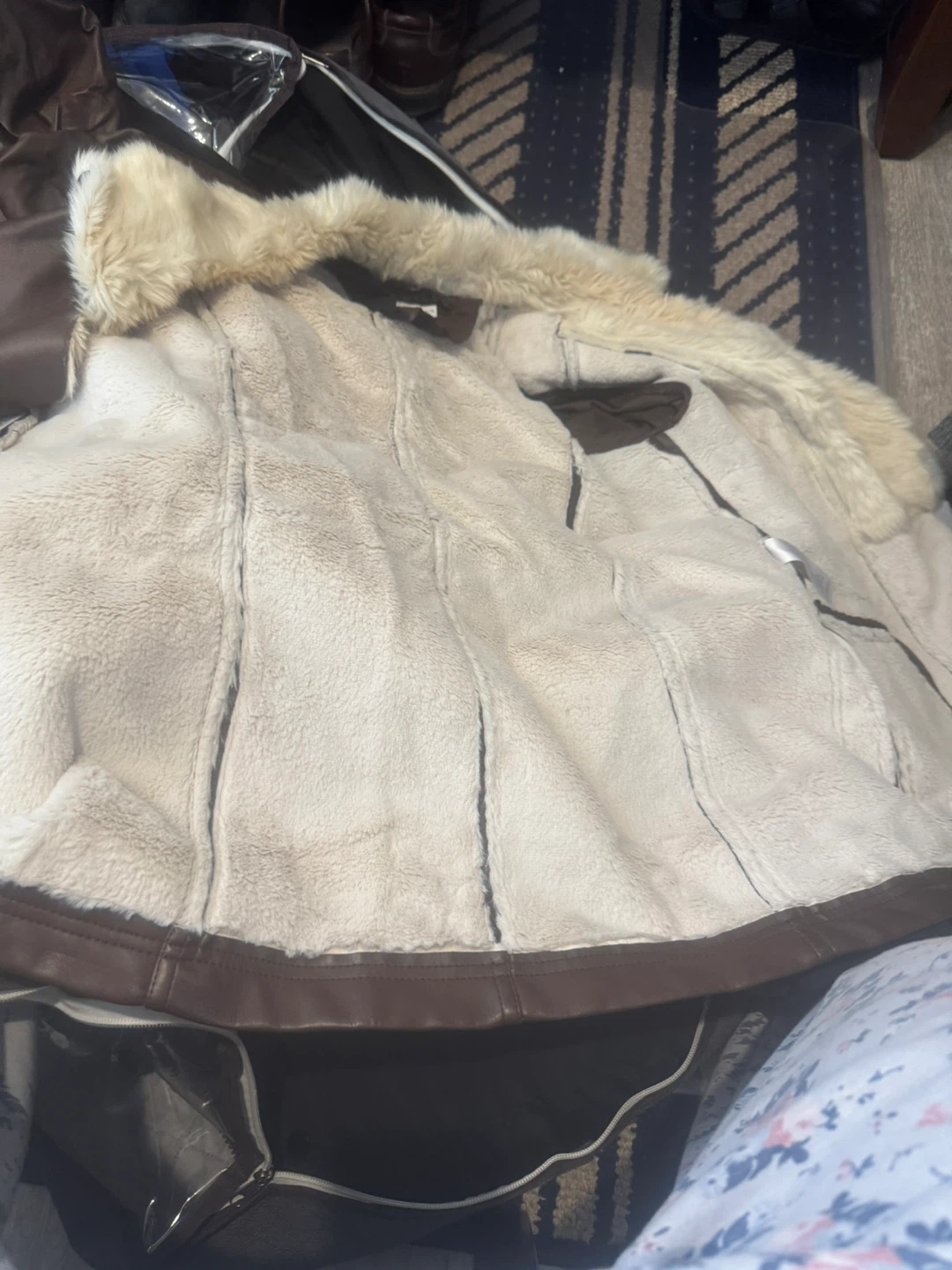 Brown Leather Jacket with Fur Collar - photo 2