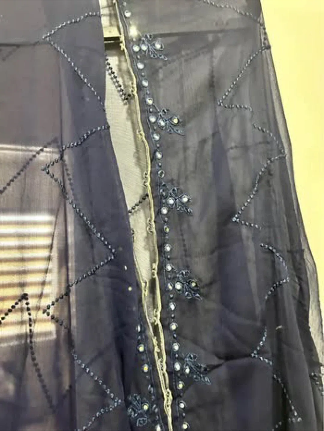 Navy Blue Embroidered Dress - Pakistani size small image indicator(3)