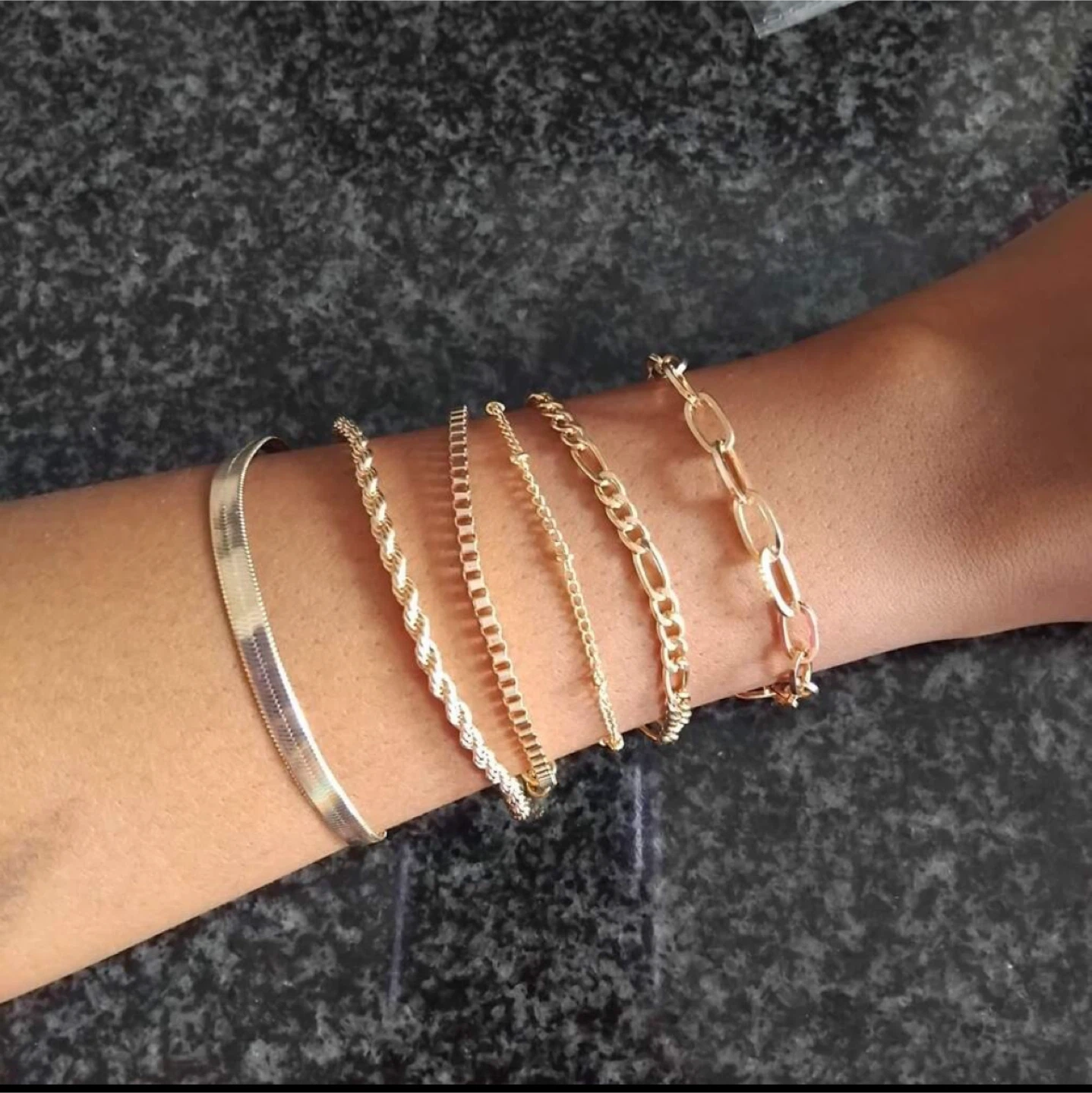 6pcs Bohemian Minimalist Multilayer Metal Bracelet For Women - photo 2