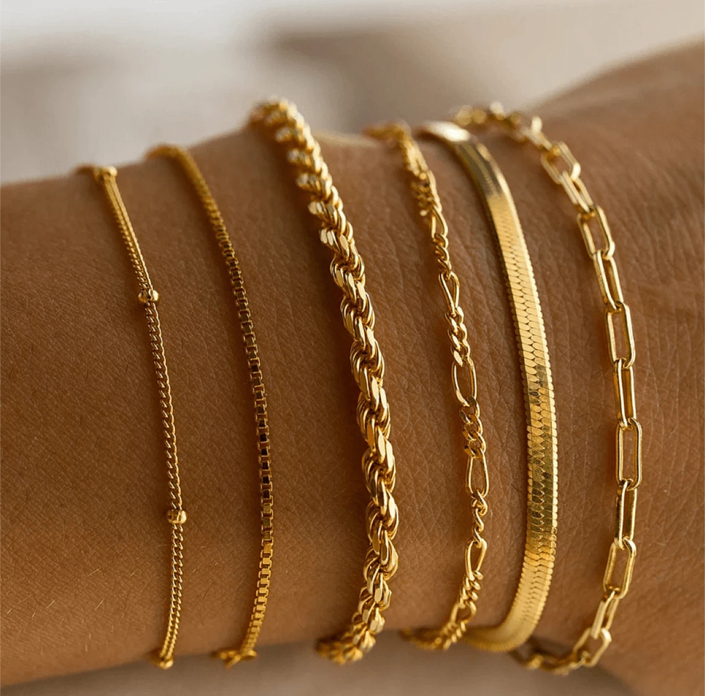 6pcs Bohemian Minimalist Multilayer Metal Bracelet For Women