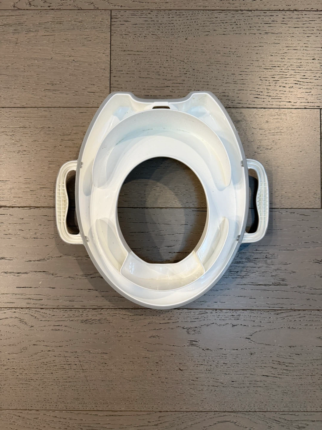 White Toddler Toilet Seat with Handles - photo 2