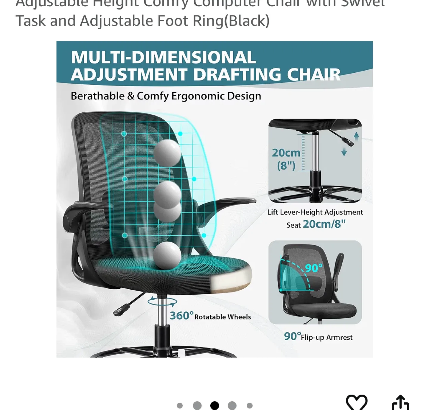 Winrise Drafting Chair Tall Office Chair image indicator(3)