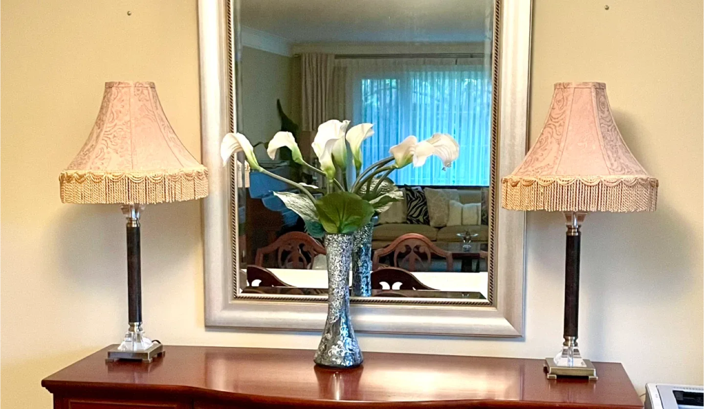 Pair of NEW Gold Damask Lampshades with Fringe