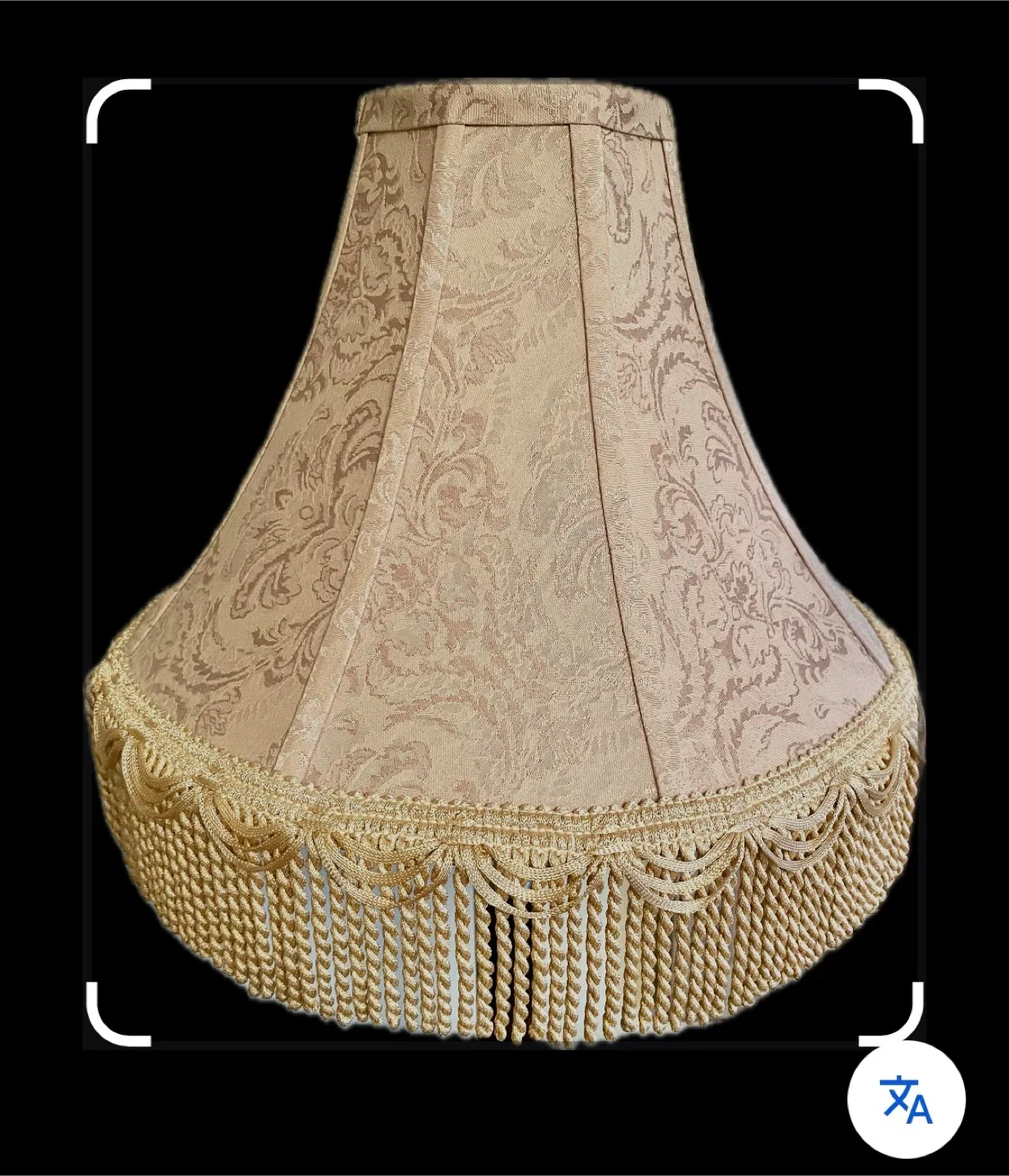 Pair of NEW Gold Damask Lampshades with Fringe image indicator(4)