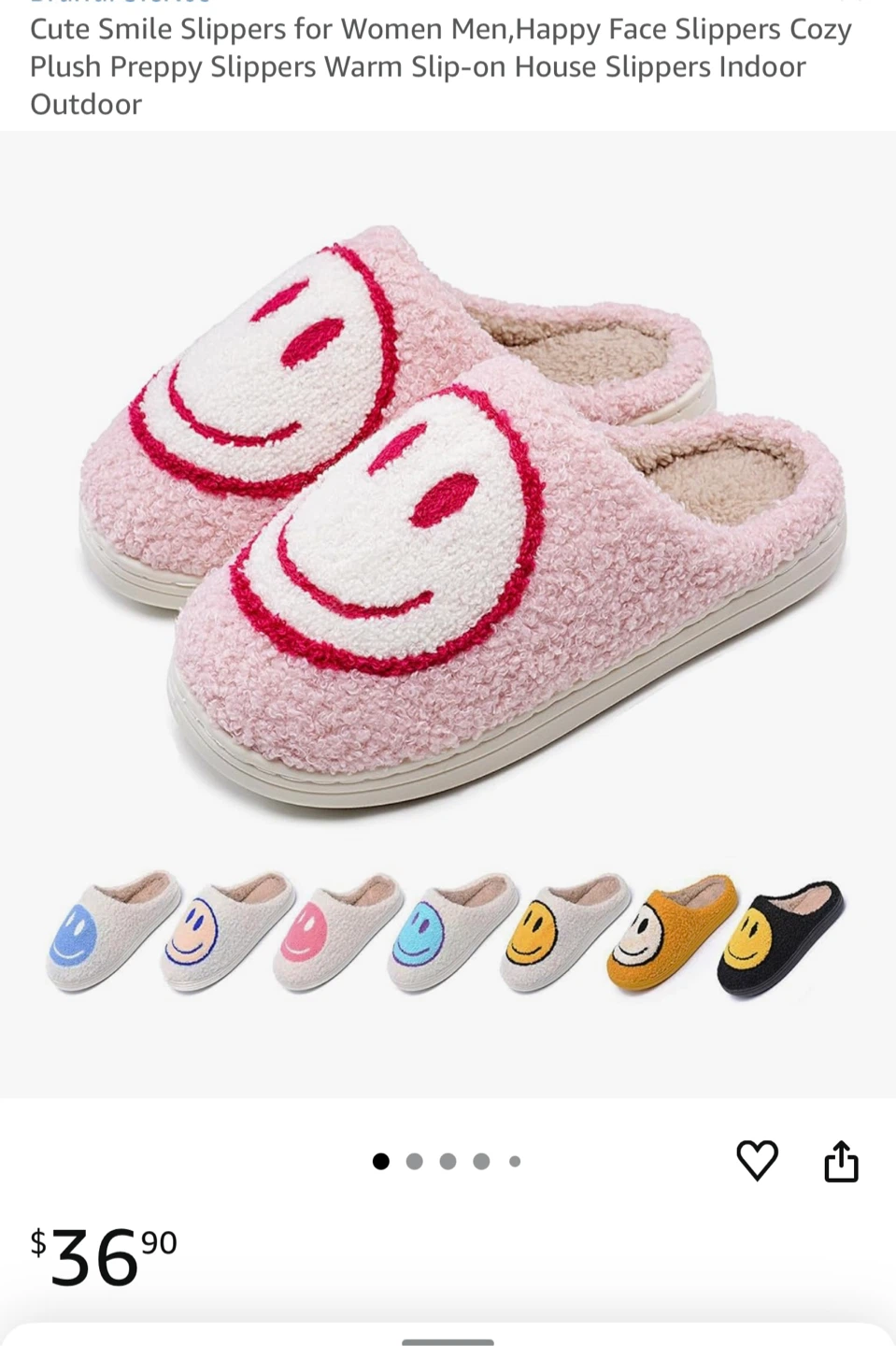 Cute Smile Slippers - Pink, Cozy Plush size 42
