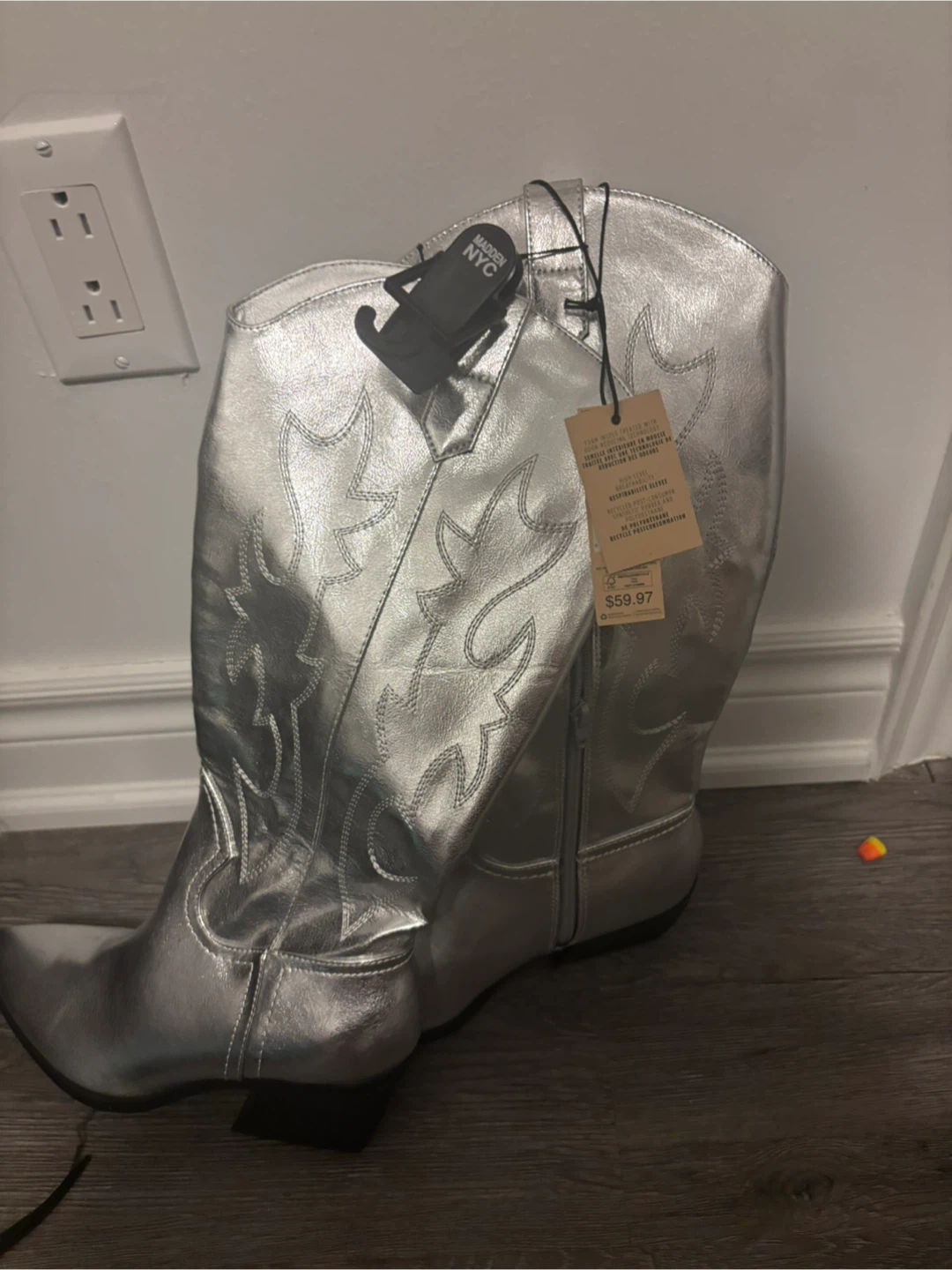 Madden NYC Arizona Silver Cowboy Boots - Size 8