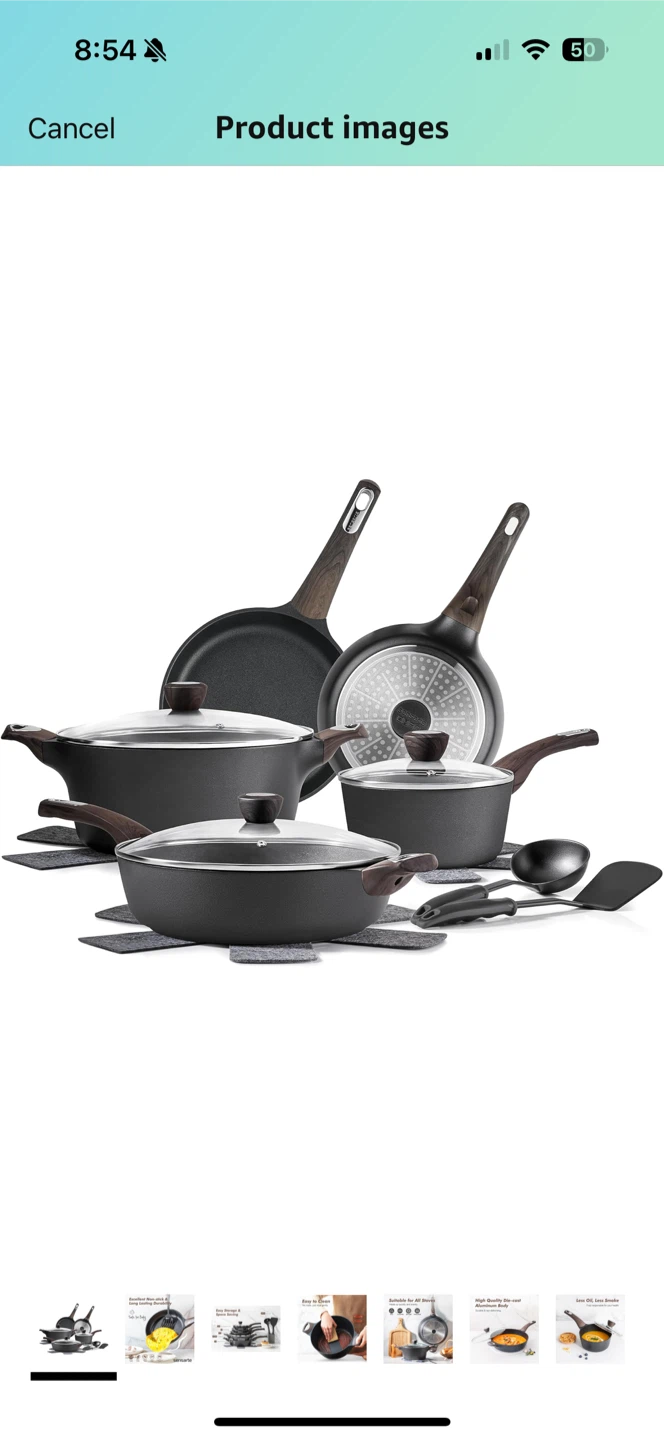 Sensarte 14-Piece Nonstick Cookware Set - New
