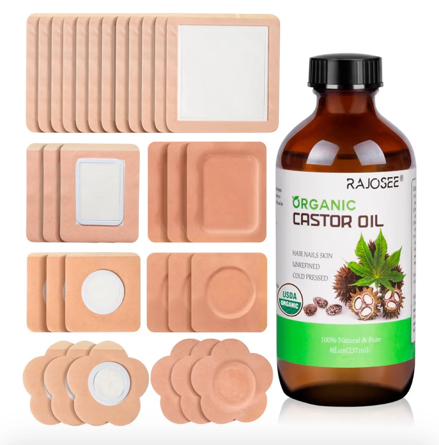 Rajoosee Organic Castor Oil & Pack Set