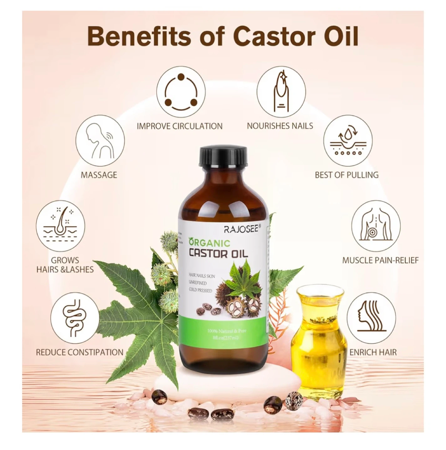Rajoosee Organic Castor Oil & Pack Set - photo 2