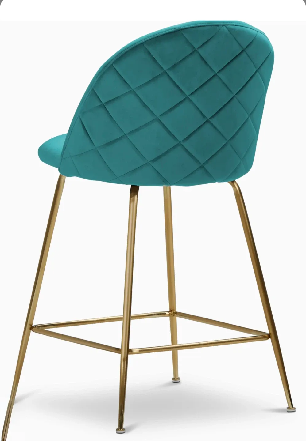 Teal Velvet Bar Stool with Gold Legs