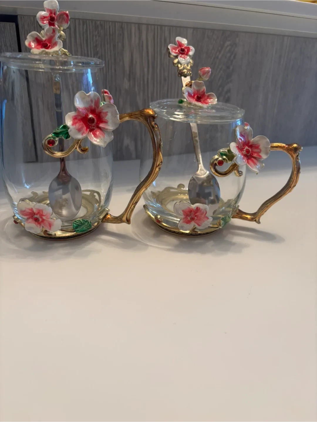 Decorative Glass Jars with Floral Spoons