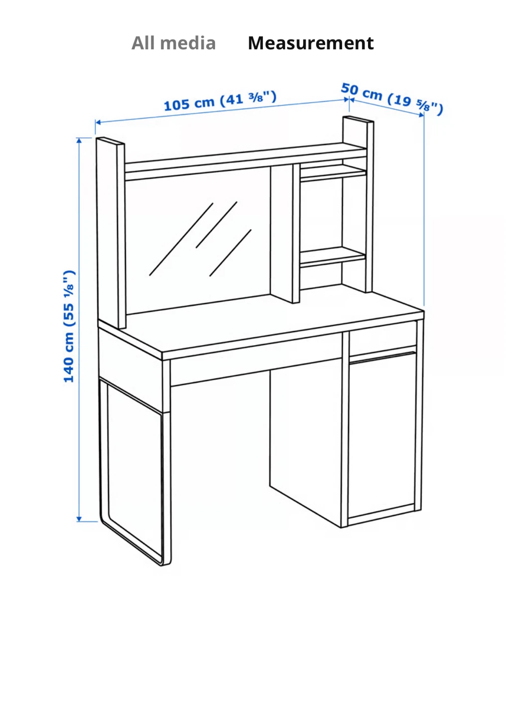 🥕 IKEA MICKIE Desk Black/White/Metal - photo 2