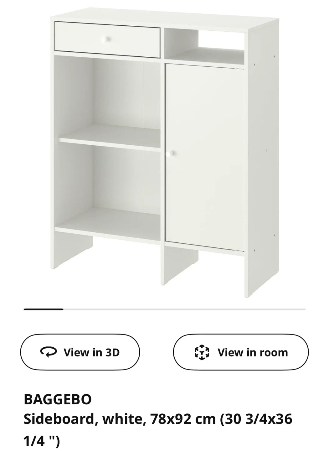 IKEA BAGGEBO White Sideboard - 78x92 cm image indicator(4)