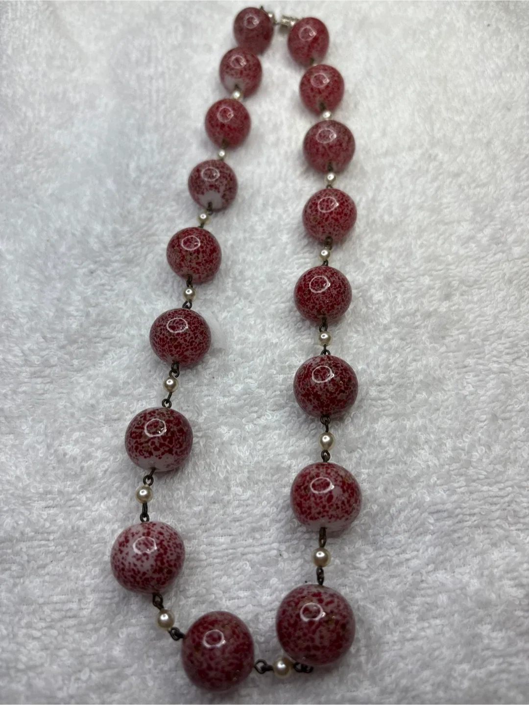 Red Speckled Bead Necklace