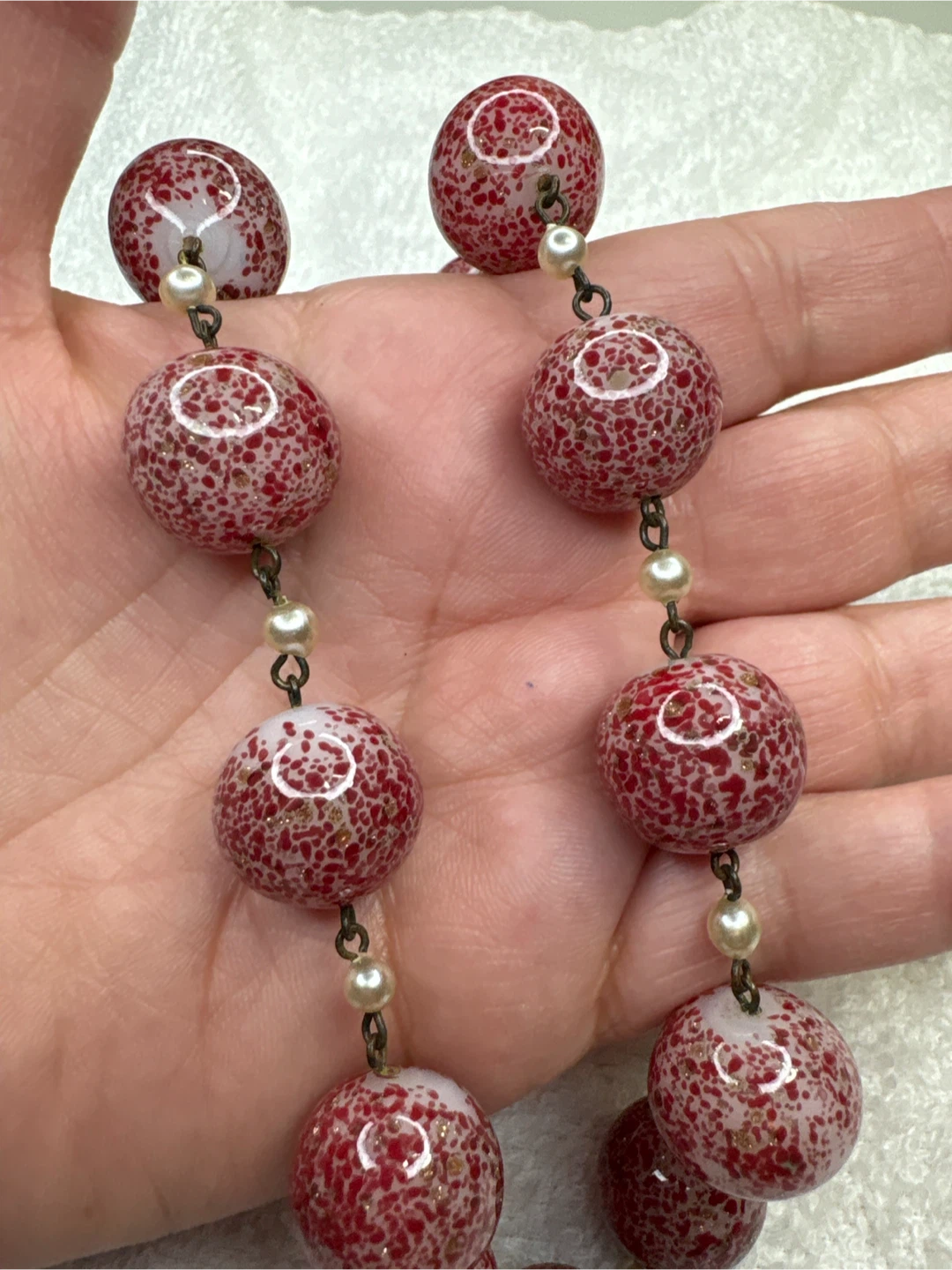 Red Speckled Bead Necklace - photo 2