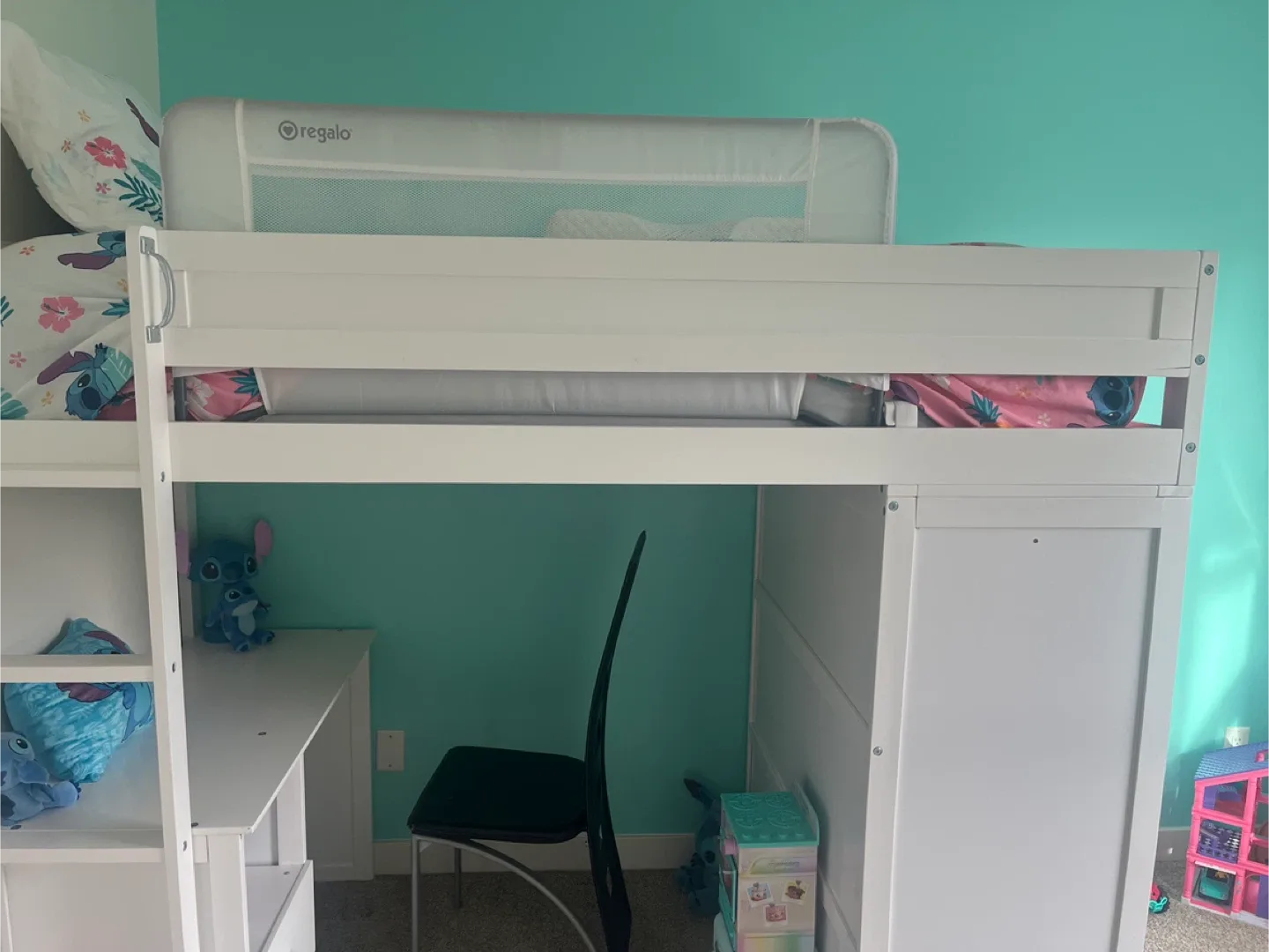 (Brand new) White Loft Bed with Desk and Storage image indicator(3)