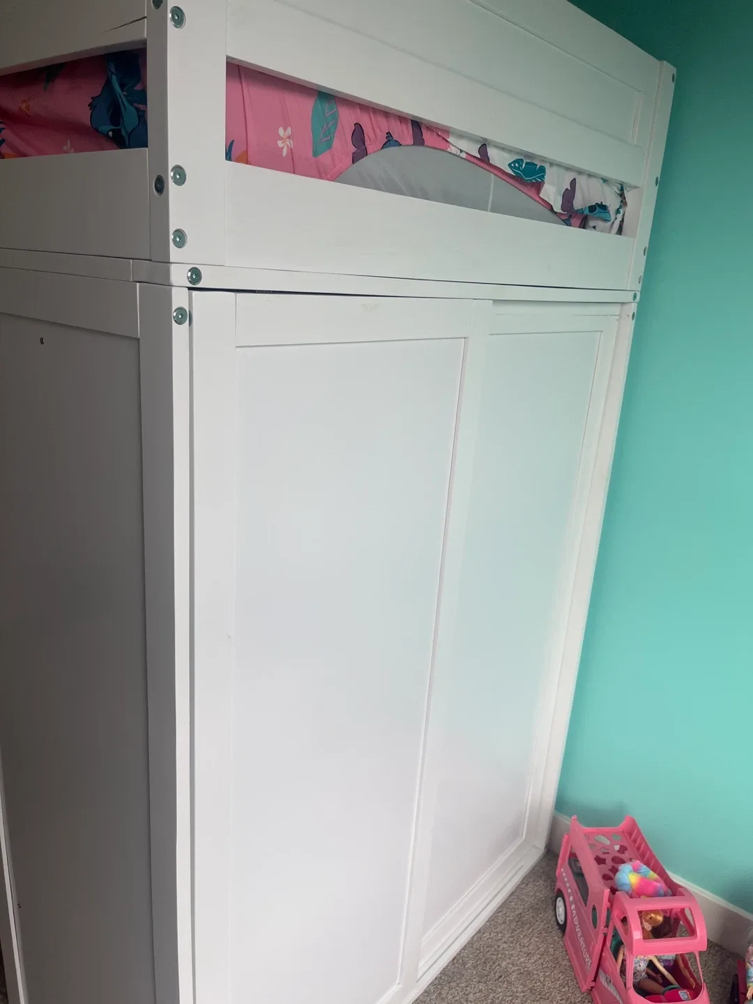 (Brand new) White Loft Bed with Desk and Storage image indicator(2)