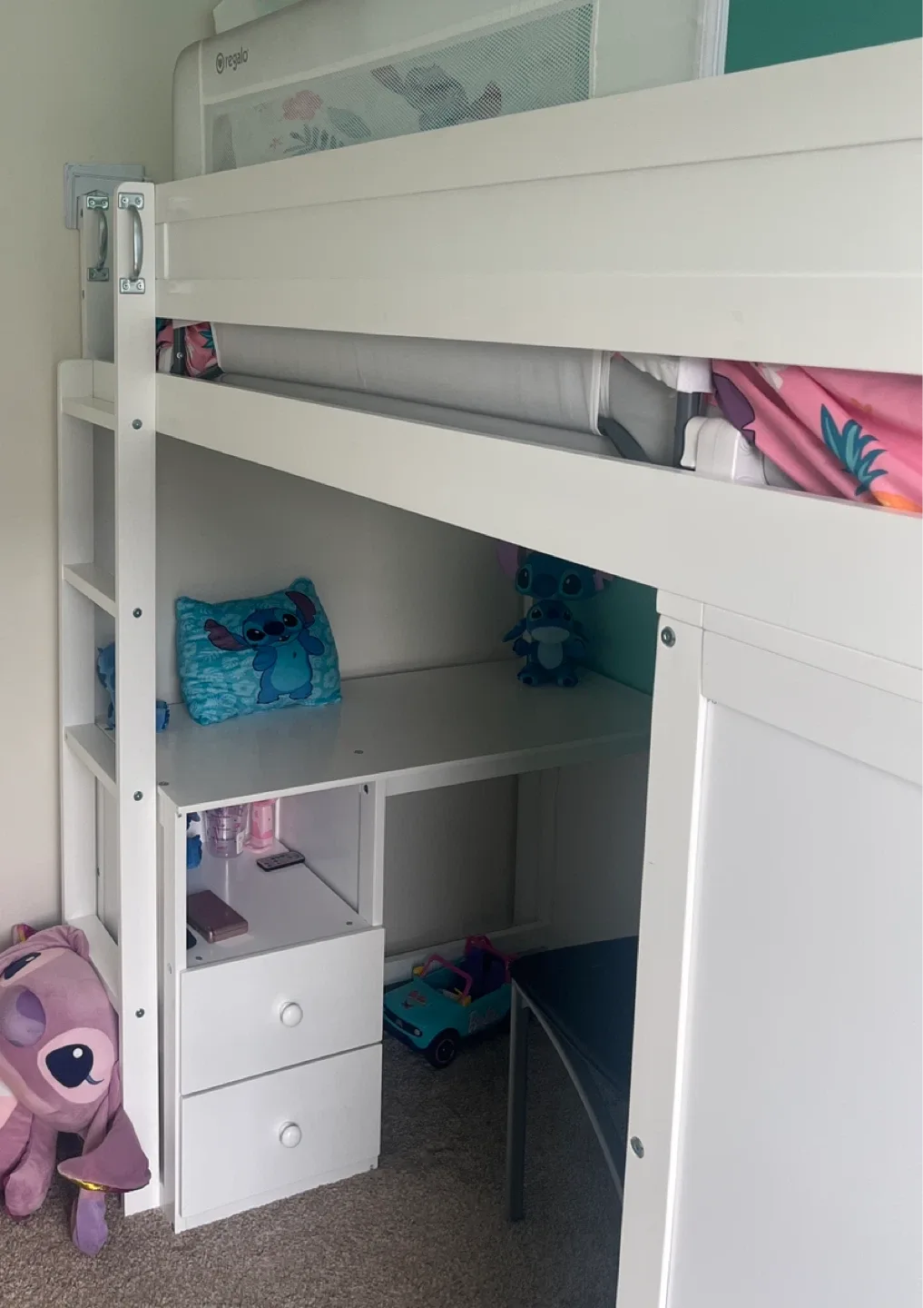 (Brand new) White Loft Bed with Desk and Storage