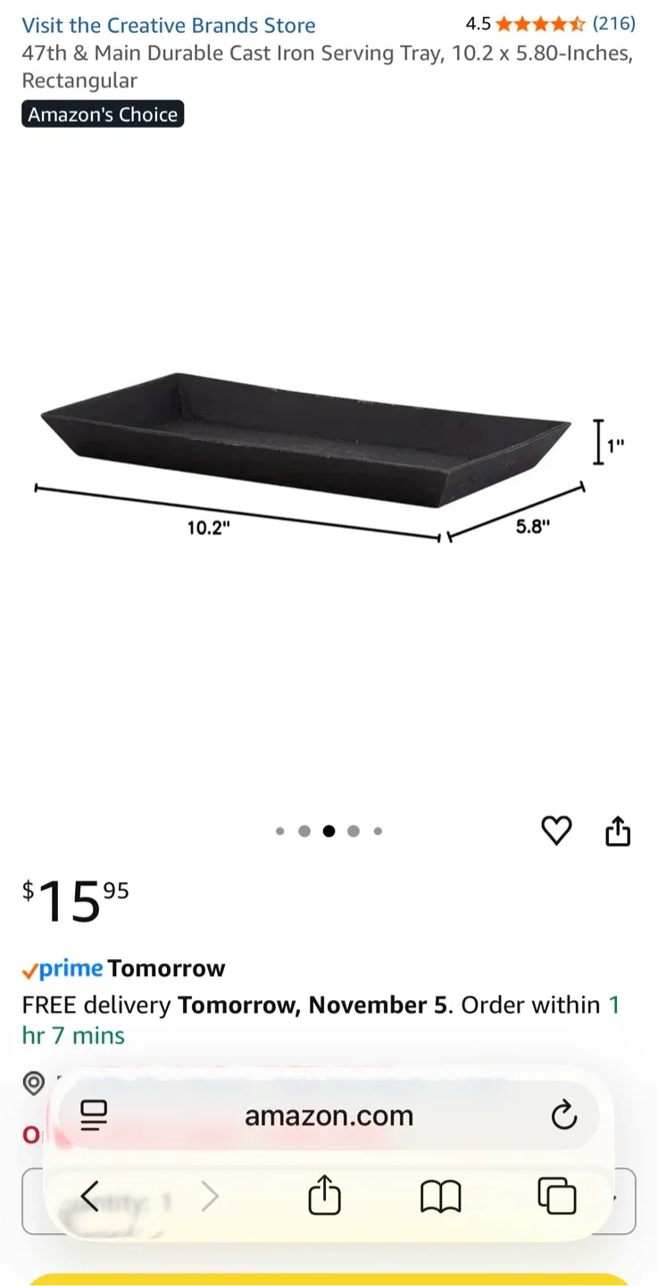 NEW- Cast Iron Serving Tray 10.2 x 5.8” image indicator(3)