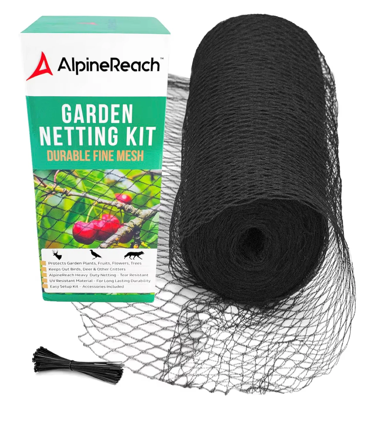AlpineReach Garden Netting Kit 7.5 ft x 65 ft