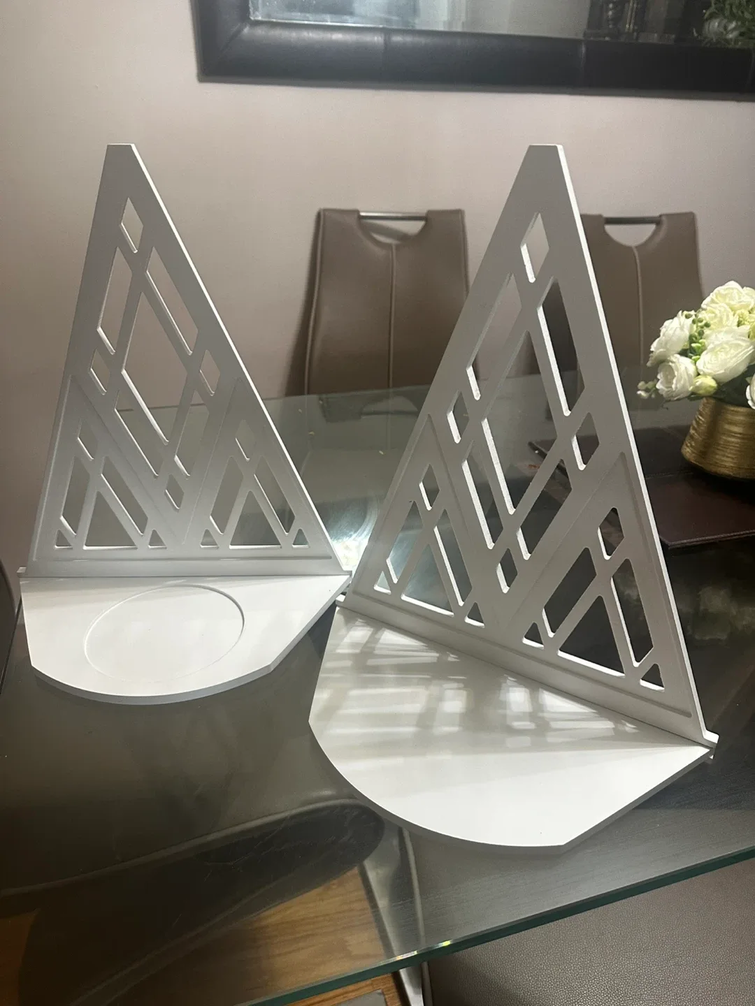 White Triangle Wall Shelf Bookends - Set of 2 image indicator(3)