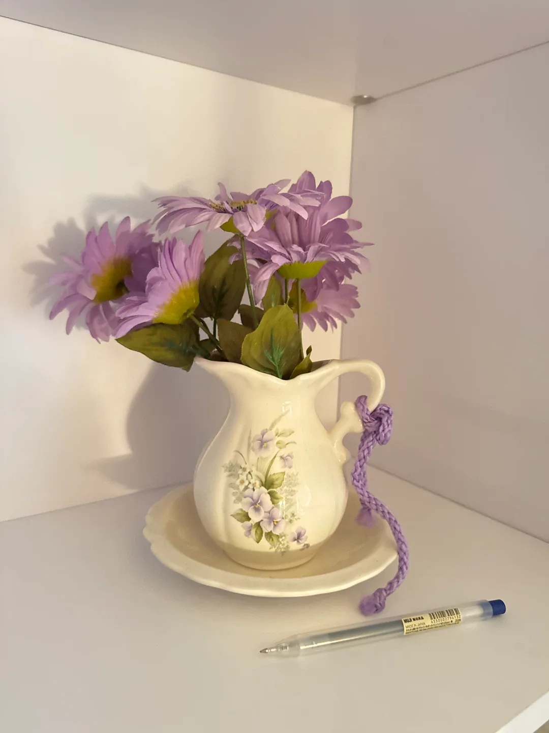 Floral Cream Pitcher Vase