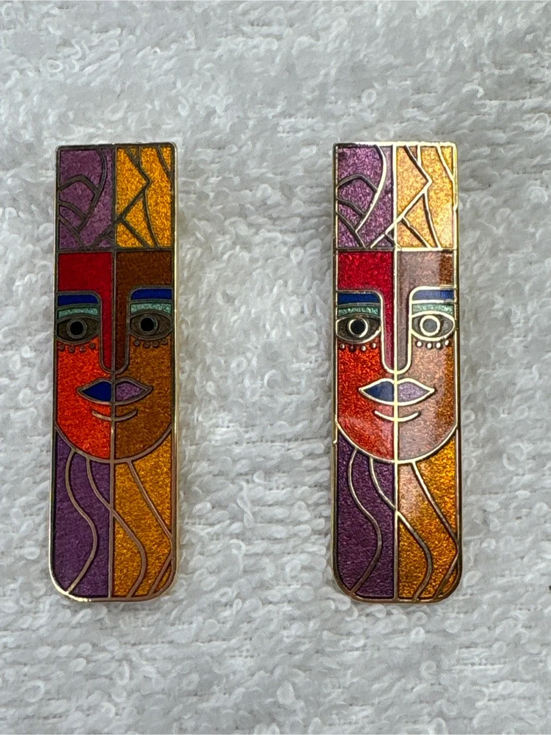 JS Kuo Gold Tone Enamel Earrings