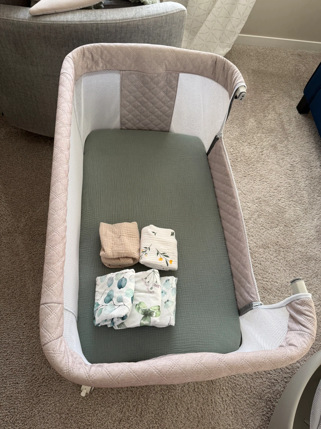 MEICHYUN Bedside Bassinet / Co-Sleeper – Grey (with 6 sheets) - photo 5
