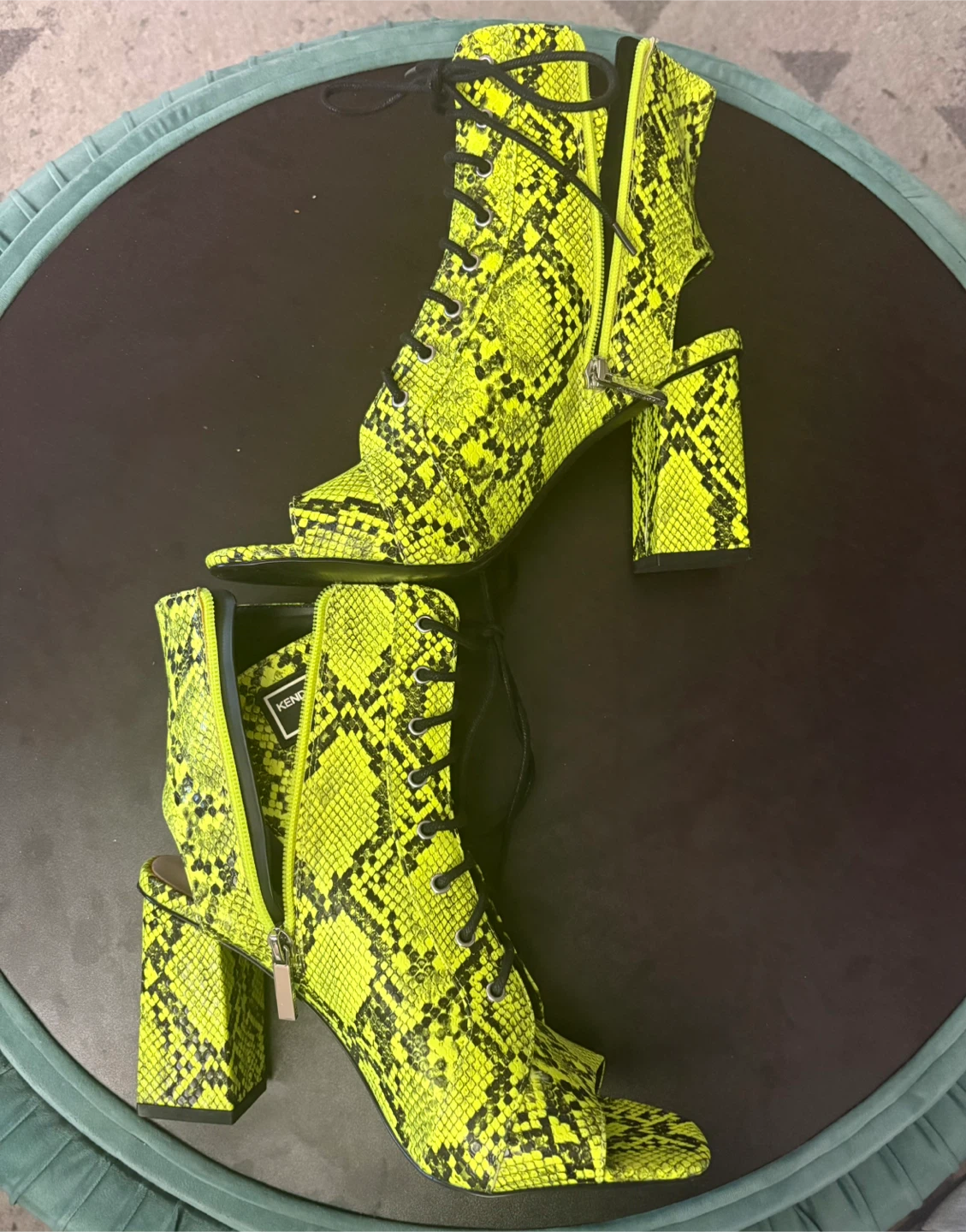 Kendall + Kylie Neon Snake Print Heels - Size 9.5 - photo 3