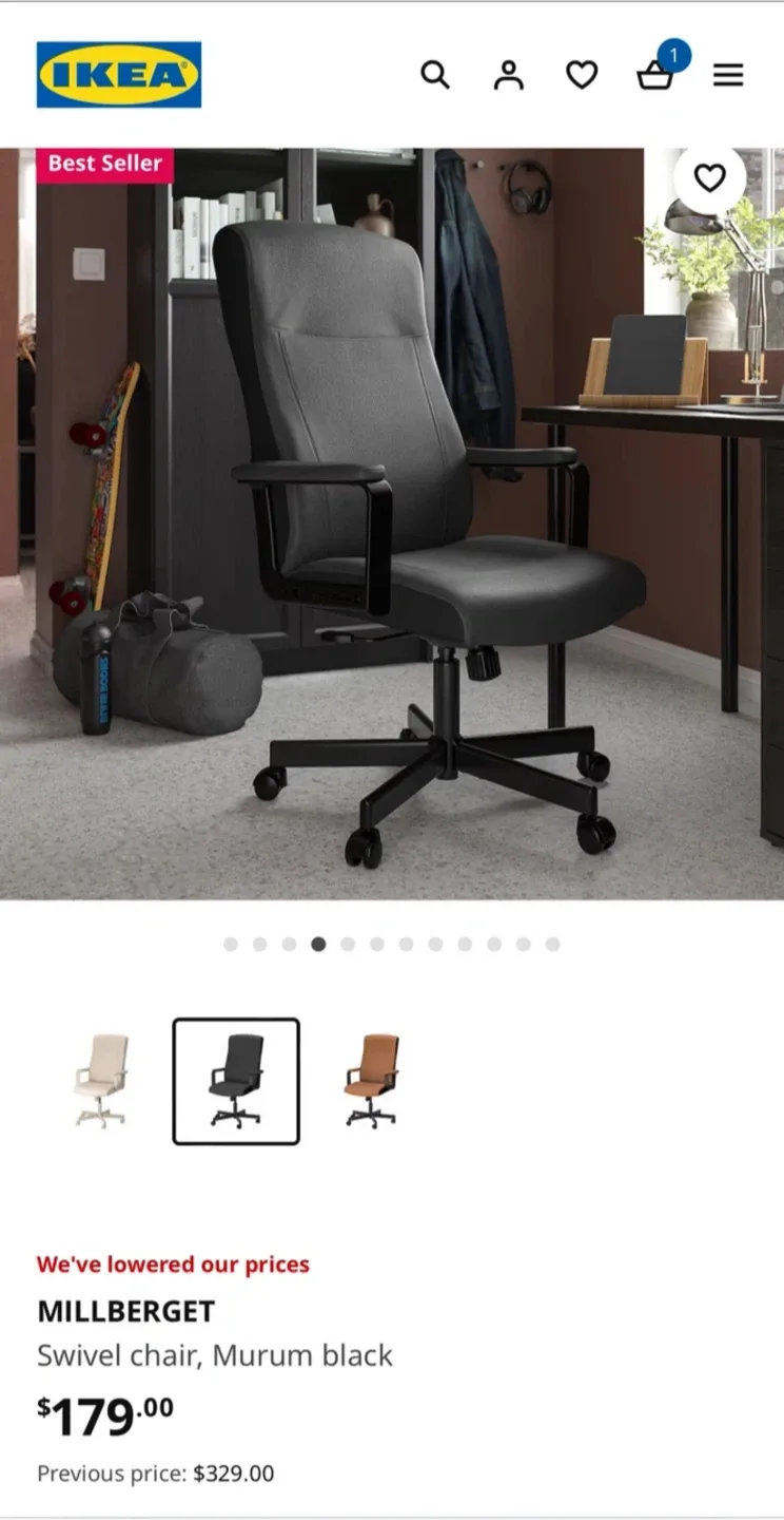 IKEA Millberget Swivel Chair - Black 🥕