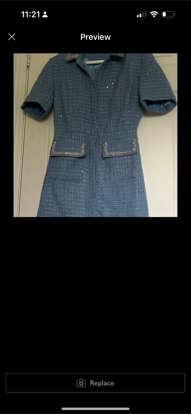 Maje Blue Tweed Dress Size 34 - photo 4