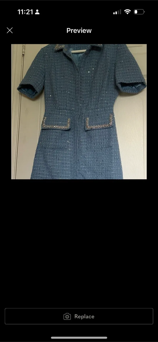 Maje Blue Tweed Dress Size 34 image indicator(4)