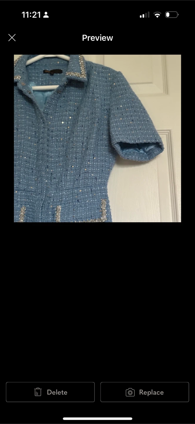 Maje Blue Tweed Dress Size 34
