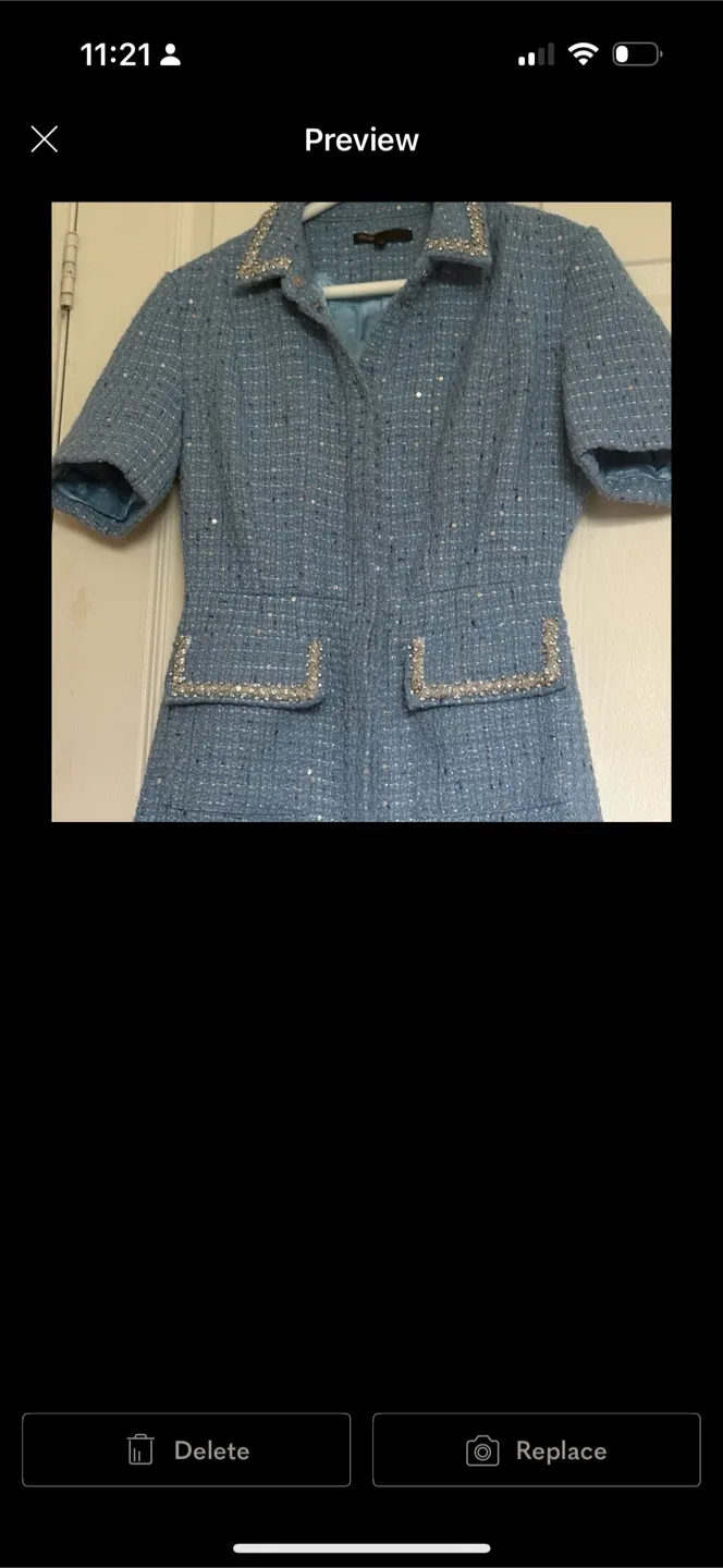 Maje Blue Tweed Dress Size 34 image indicator(2)