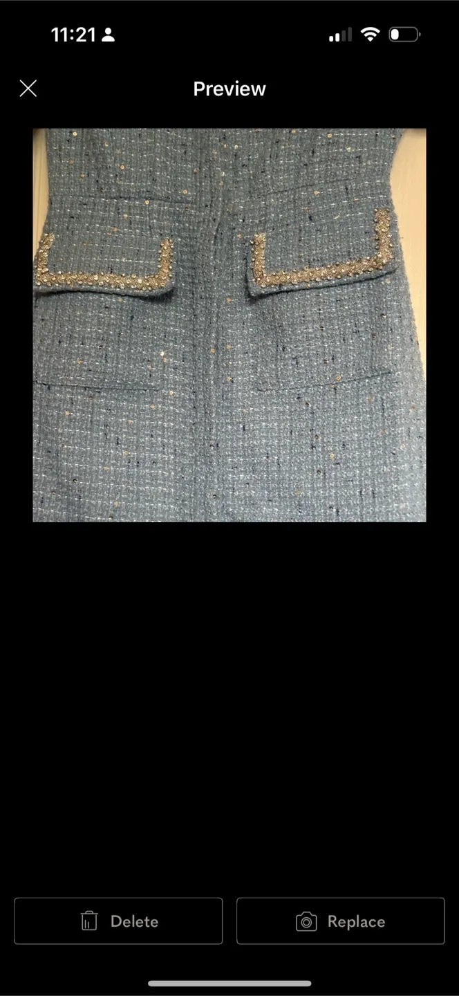 Maje Blue Tweed Dress Size 34 image indicator(3)