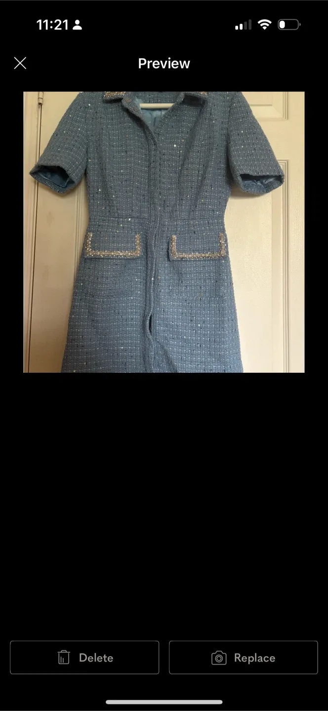 Maje Blue Tweed Dress Size 34 image indicator(7)