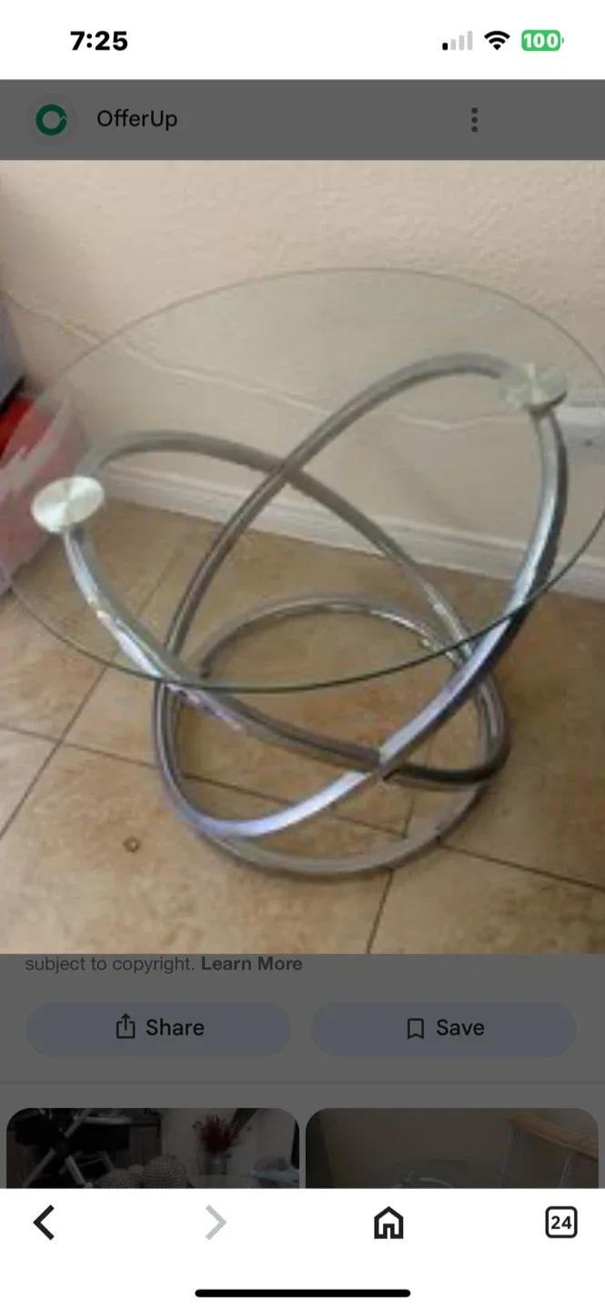 Glass Coffee Table with Chrome Base