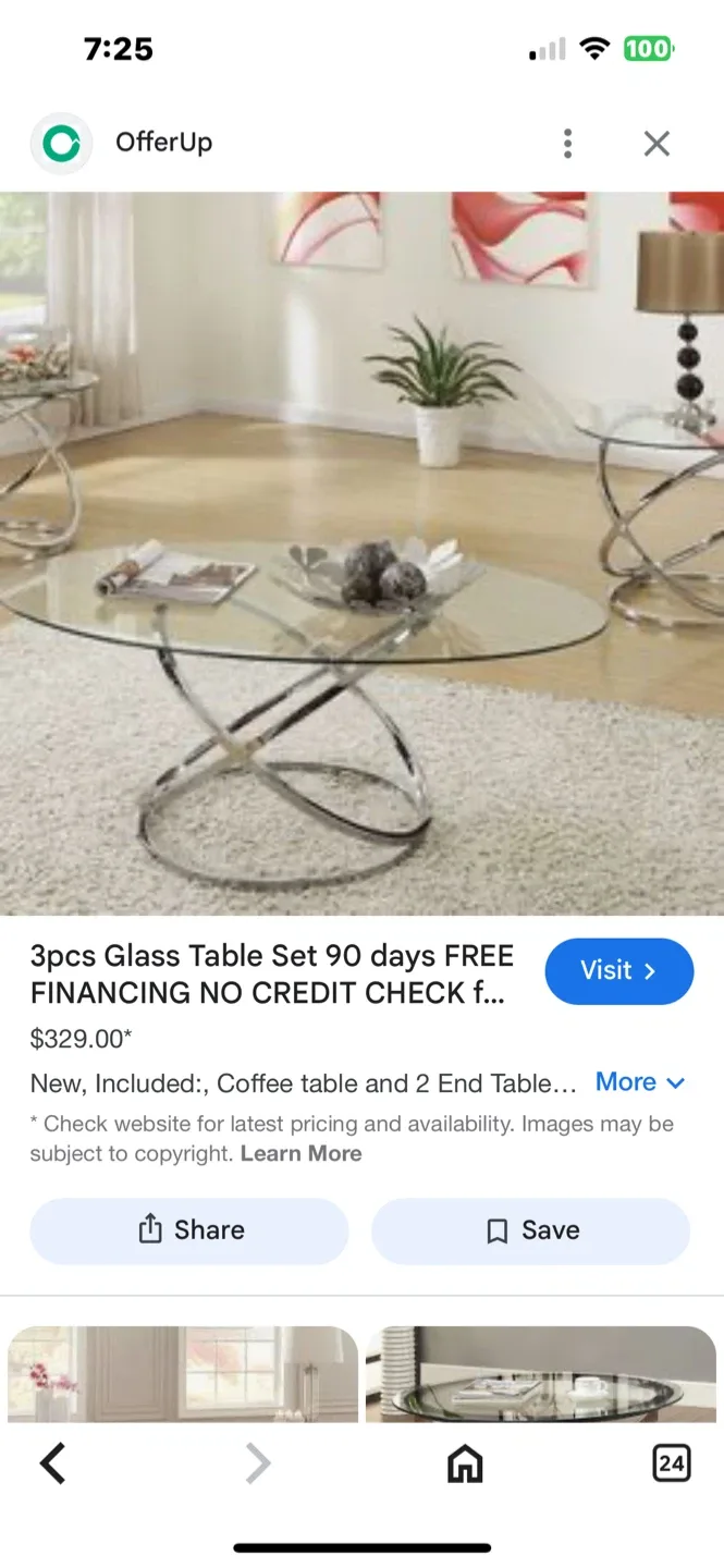 Glass Coffee Table with Chrome Base image indicator(2)